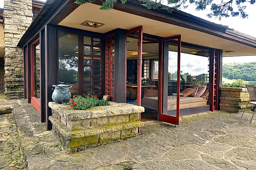 View of an exterior patio at Taliesin.