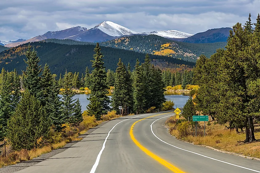 Mount Blue Sky Scenic Byway winding through alpine terrain in Colorado.