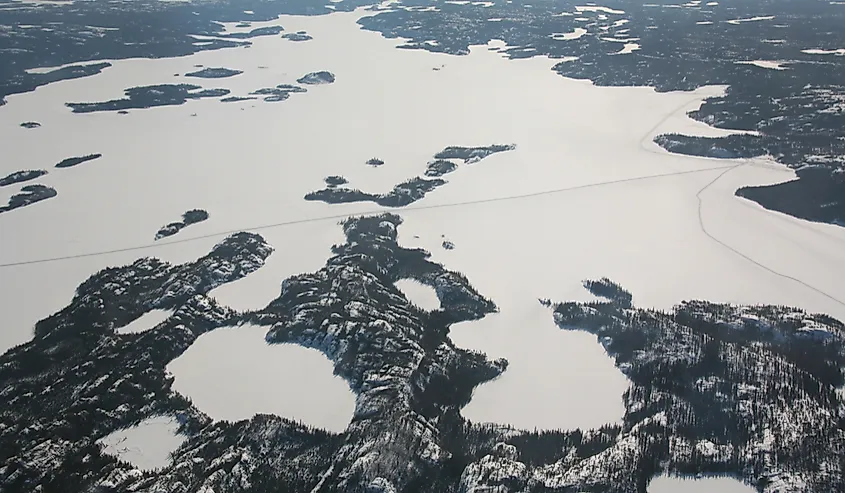 Aerial view of Great Slave Lake in the Northwest Territories