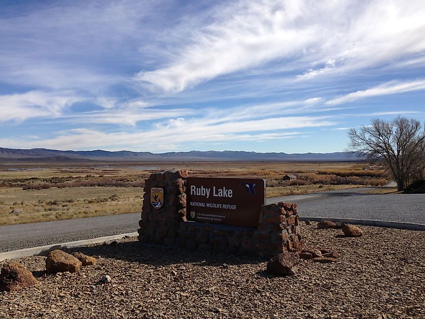Entrance sign at Ruby Lake National Wildlife Refuge