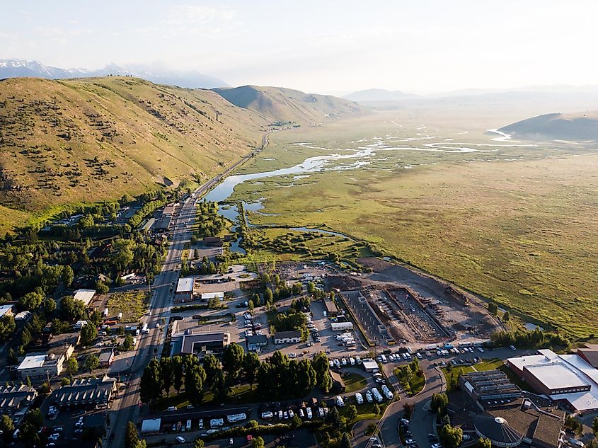 Aerial view of Jackson, Wyoming.