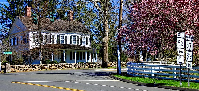 Street view in Weston, Connecticut, 