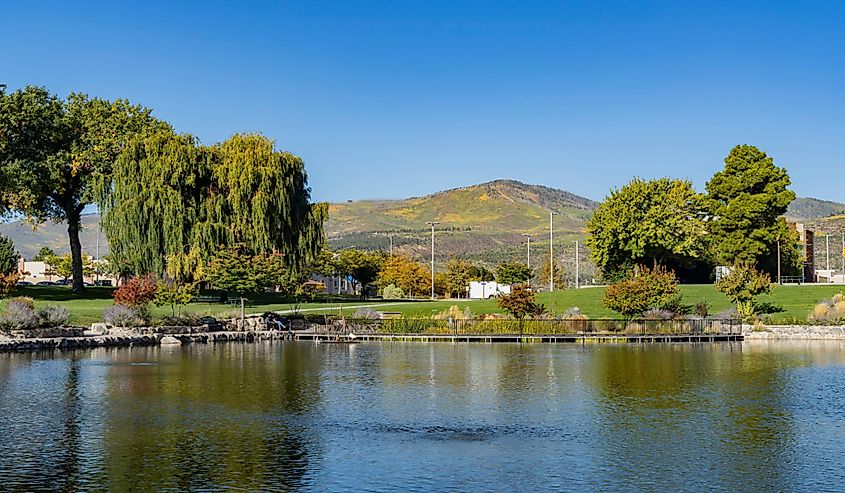 Morning view of the Ashley Pond Park at Los Alamos, New Mexico