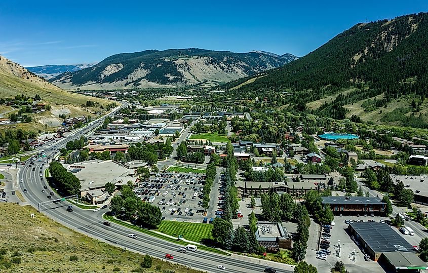 Aerial view of Jackson, Wyoming.