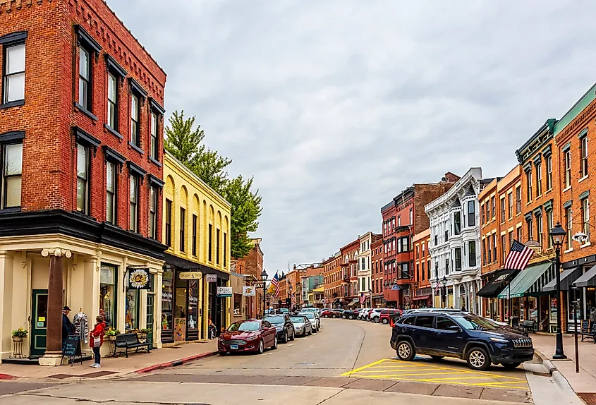 Historic Main Street in Galena, Illinois.