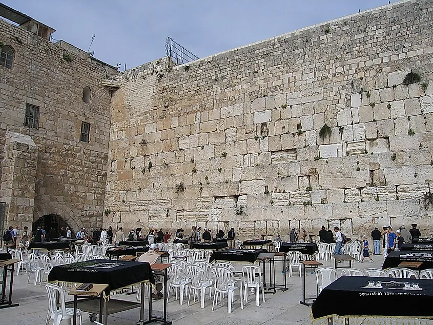 Western Wall, with the passage leading to Wilson's Arch on the left