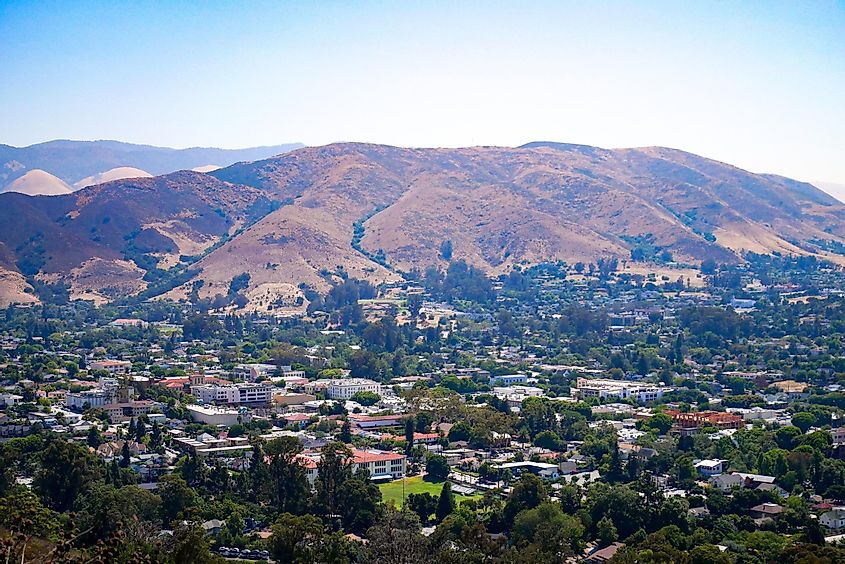 Cityscape view from Cerro San Luis Peak in San Luis Obispo County California