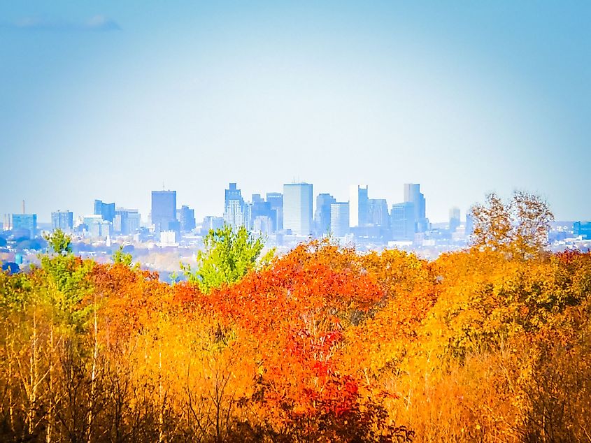 View of Boston skyline from Blue Hills Reservation.