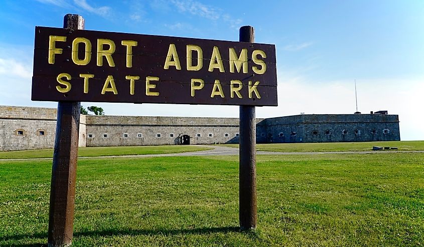 Fort Adams State Park located at the harbor mouth in Newport