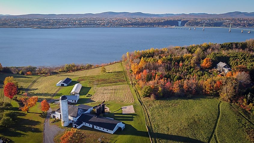 Autumn view of Ile d'Orleans on the Saint Lawrence River