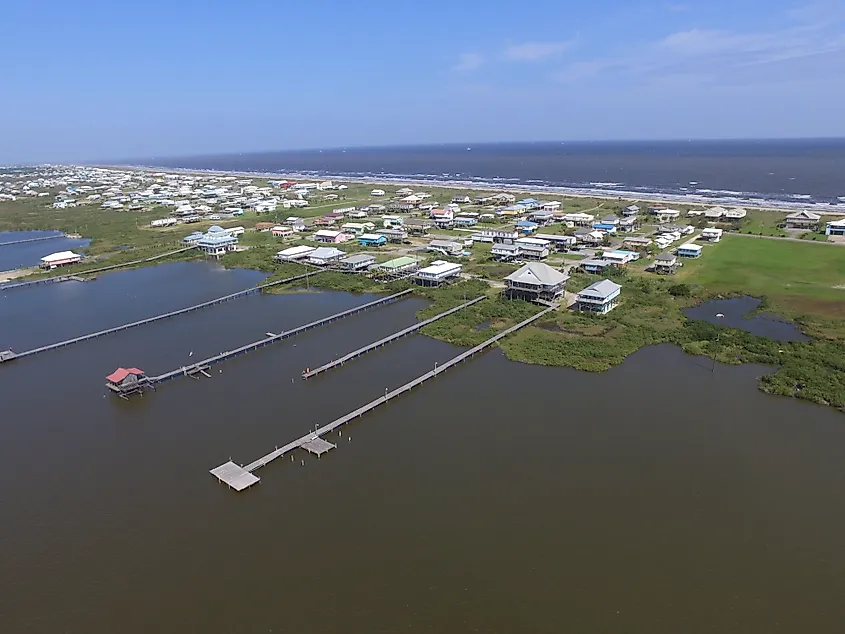 Aerial view of Grand Isle, Louisiana.