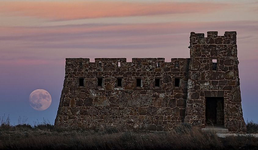 Super Moon Rising Near Coronado Heights Castle