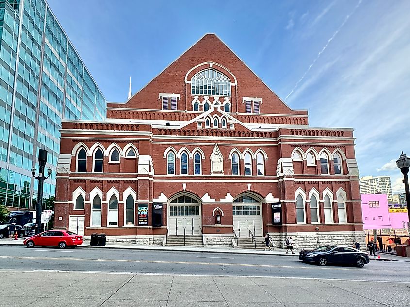 The Ryman in Nashville. Image credit: Warren LeMay from Chicago, IL, United States, CC BY-SA 2.0 <https://creativecommons.org/licenses/by-sa/2.0>, via Wikimedia Commons