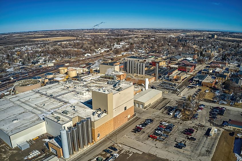 Aerial view of Milbank, South Dakota.
