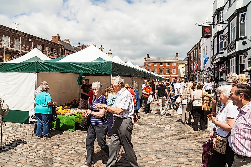 Open air market in Leek.