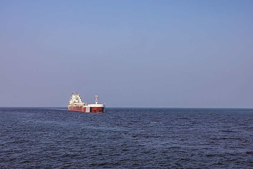 A cargo ship traveling on Lake Superior. Credit: John Brueske/Shutterstock.com