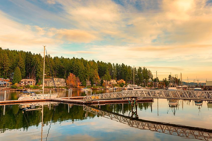 Late afternoon sunlight at the Harbor in Gig Harbor, Washington