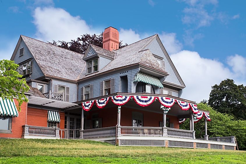 View of Sagamore Hill, former home of President Theodore Roosevelt in Oyster Bay, New York