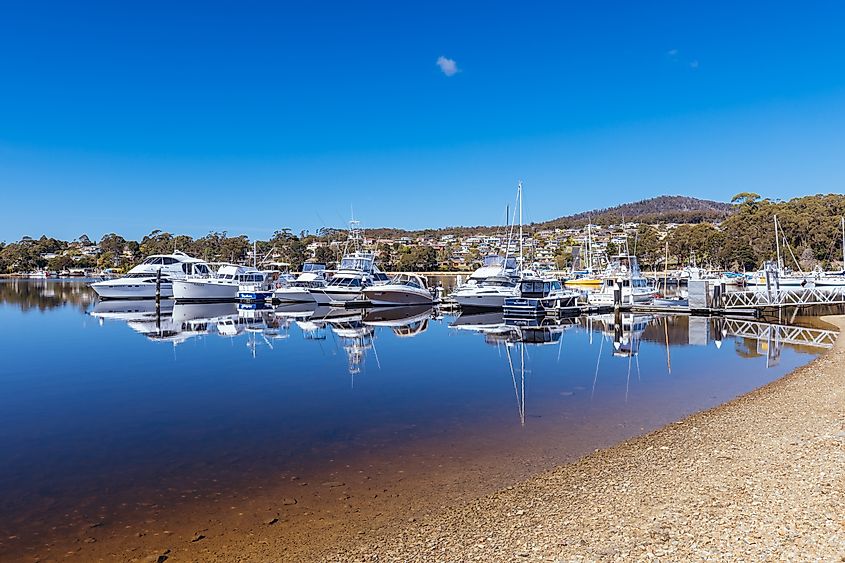 View of the waterfront area of St. Helens, Tasmania, Australia.