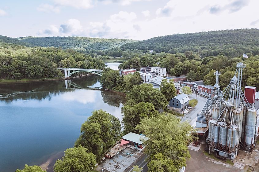 Aerial view of Narrowsburg, New York