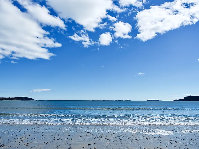 A beautiful secluded beach at the Roque Bluffs State Park.