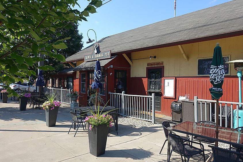Restaurant along the bike trail in downtown Collinsville, part of Canton, Connecticut