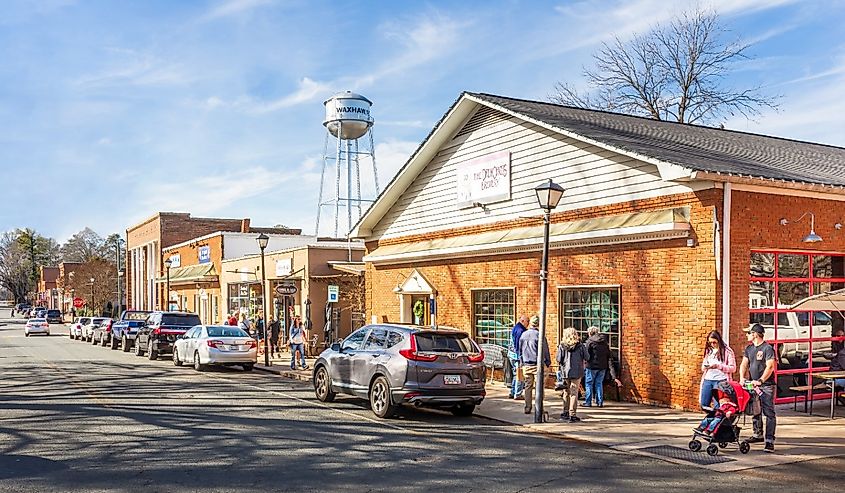 Downtown street in Waxhaw, North Carolina