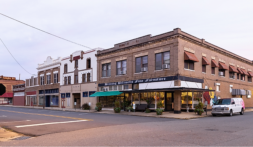 Downtown street in Mansfield, Louisiana