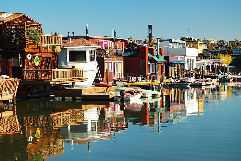 The colorful houseboats of Sausalito, California have been a landmark in the northern California town for decades