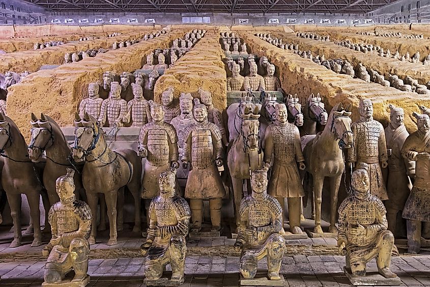 The world famous Terracotta Army, part of the Mausoleum of the First Qin Emperor and a UNESCO World Heritage Site located in Xian China - DnDavis / Shutterstock.com