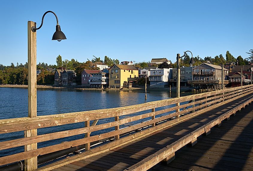 Coupeville from the old wooden pier over Penn Cove, Washington