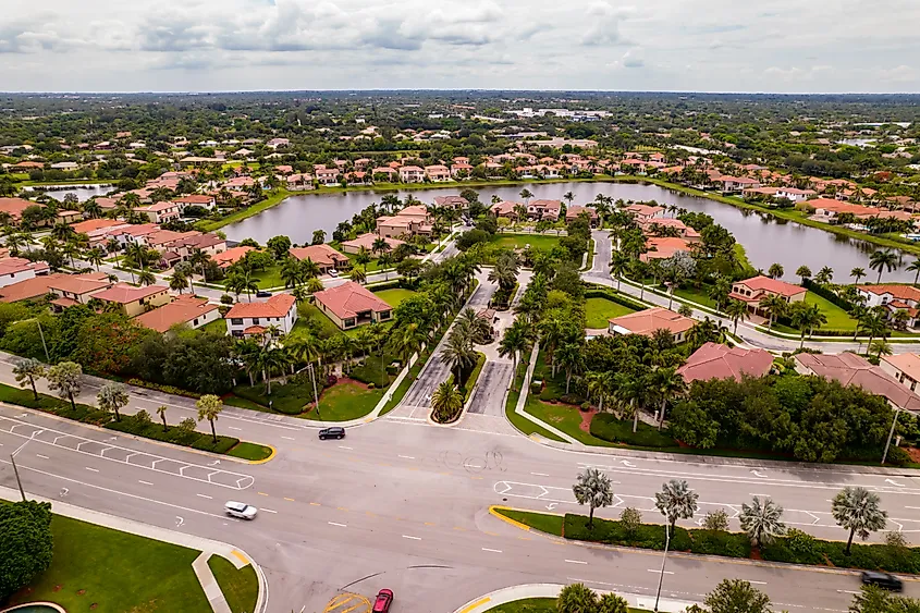 Aerial view of Cooper City in Florida.