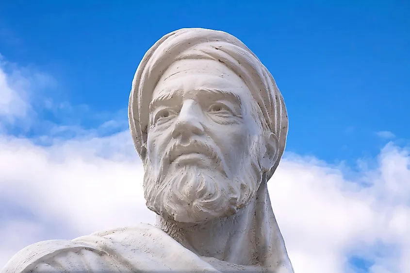 Avicenna ibni sina (980-1037) portrait, the statue is in Ankara Turkish History Museum