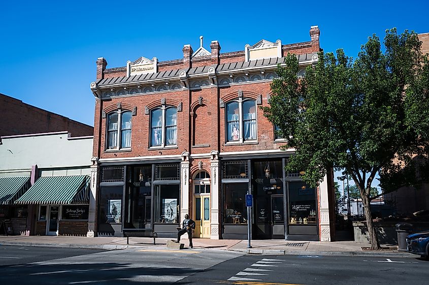 Pendleton OR, USA - Aug 25th, 2024:  Old brick buildings from the 1880’s and 1890s in the main street of Pendleton OR, USA