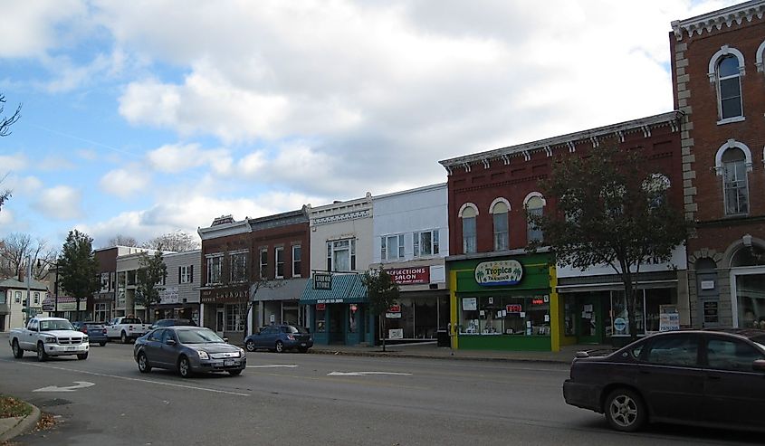 Street view of quaint Fredonia, New York
