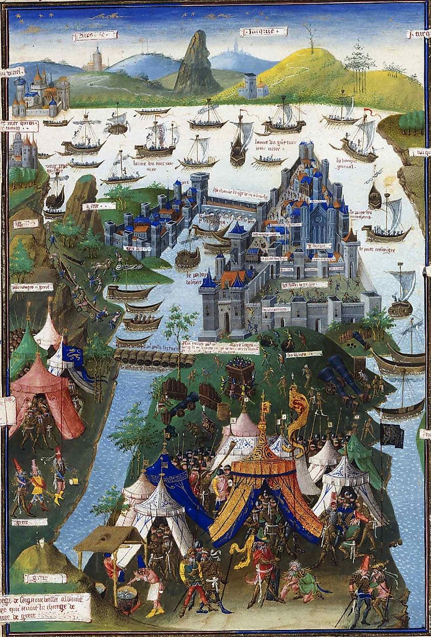 Le siège de Constantinople (1453) by Jean Le Tavernier after 1455. 