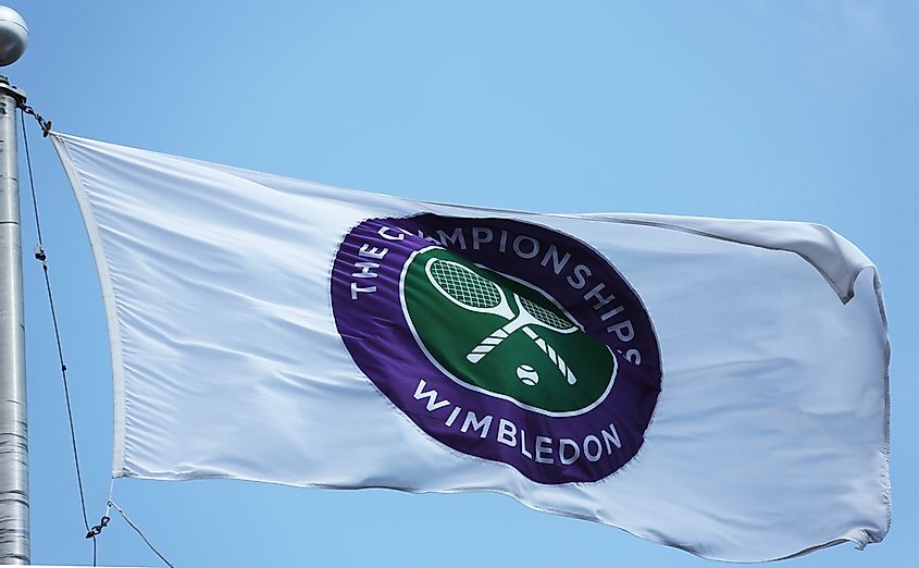 The Wimbledon championship flag at Billie Jean King National Tennis Center during US Open 2013. Credit: Leonard Zhukovsky / Shutterstock.com