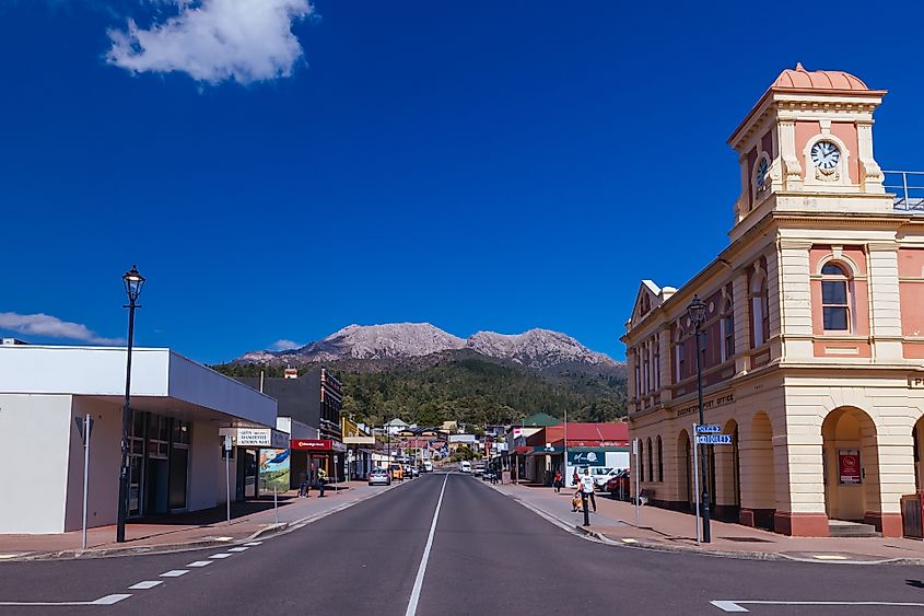 Downtown Queenstown, Tasmania, Australia.