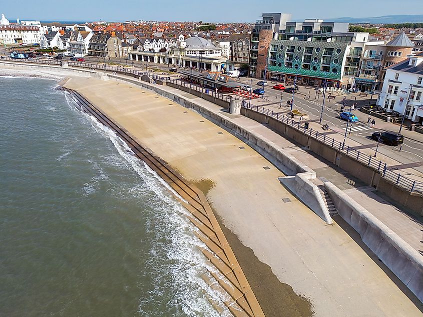 Aerial view of the town of Porthcawl in south Wales.