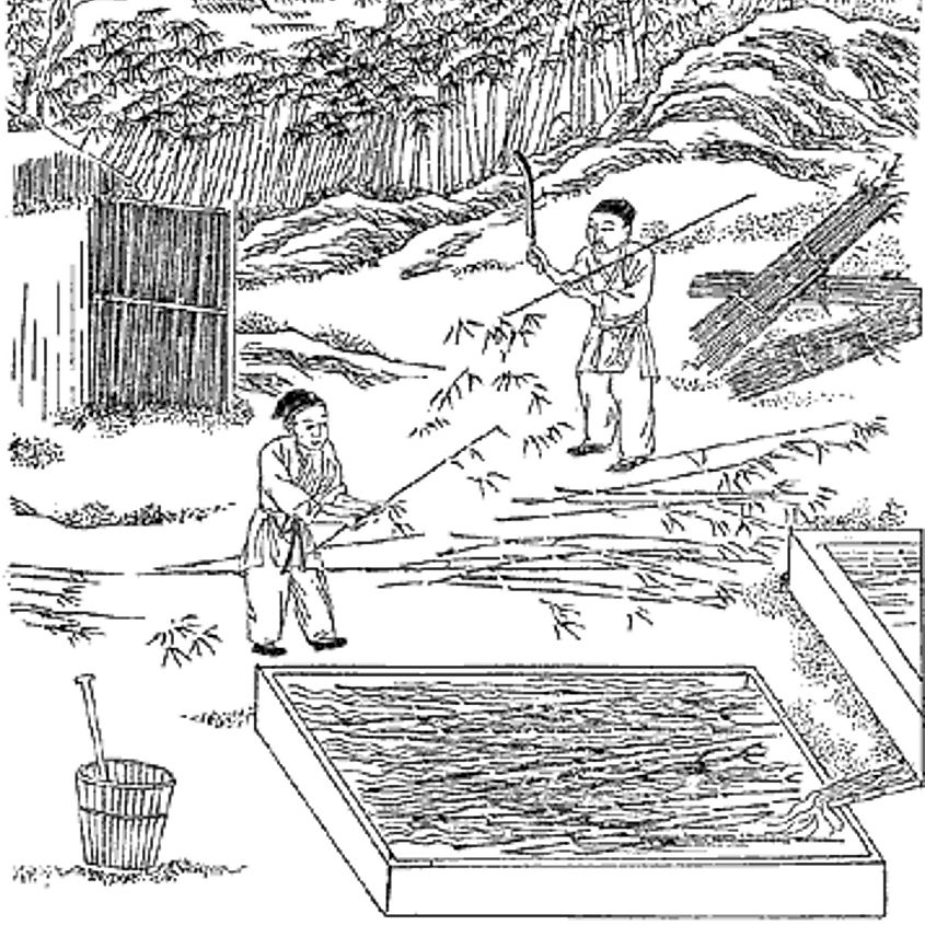 Ancient Chinese papermaking process.