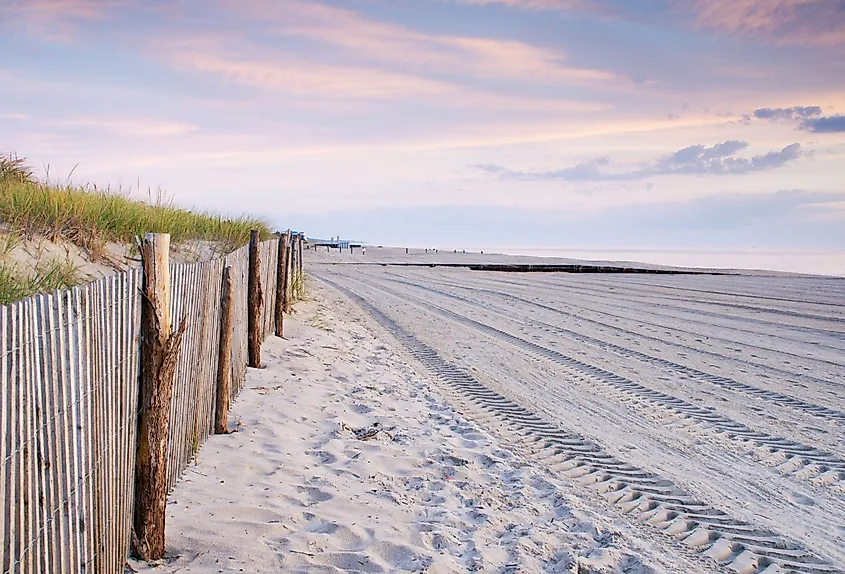 Last light over the sandy shore at Rehoboth Beach, Delaware.