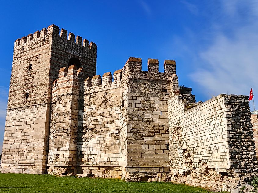 The ancient city walls of Constantinople.