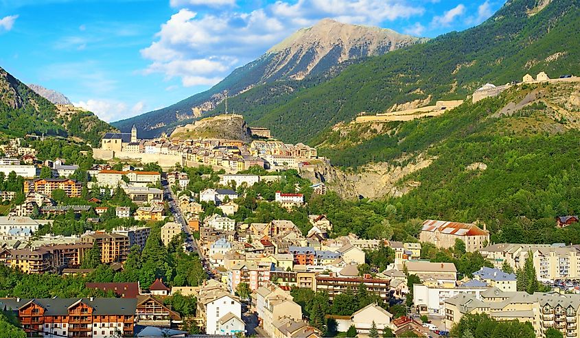 Briançon surmounted by its forts, Alps, France.