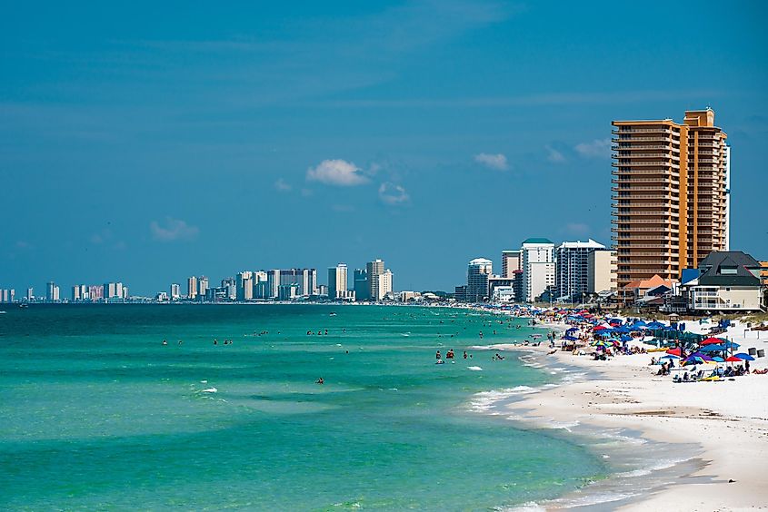 Turquoise waters of Panama City Beach, known for world-class resorts.