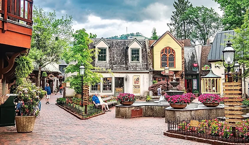 The main street in Gatlinburg, Tennessee.