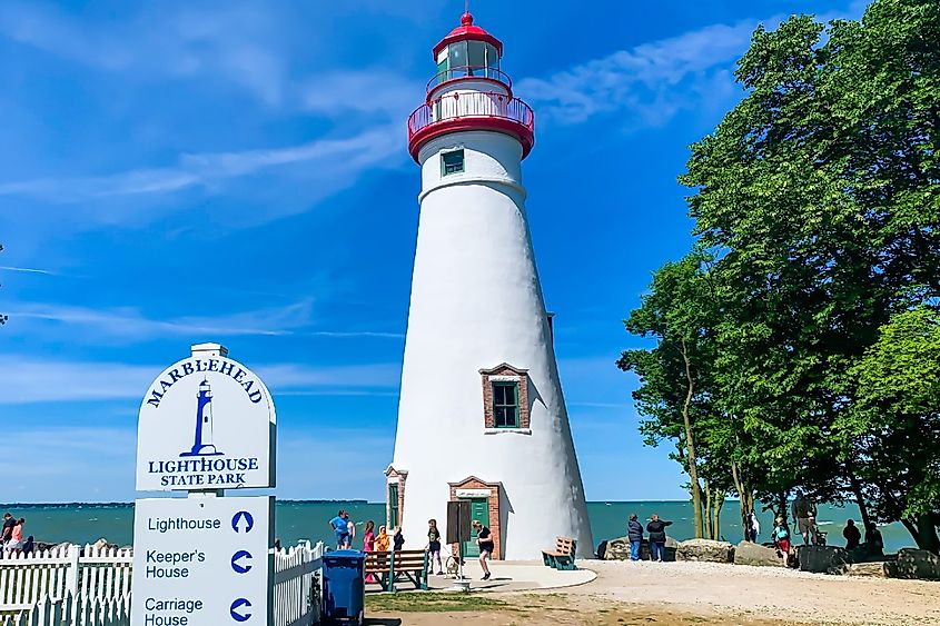 People at Marblehead, Ohio lighthouse.