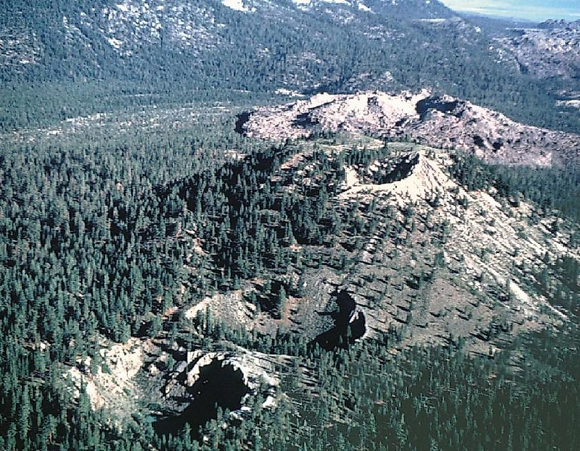Air photo of Inyo Craters in California. 