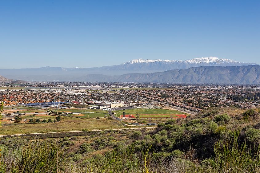 Beautiful Hemet cityscape from above in California.