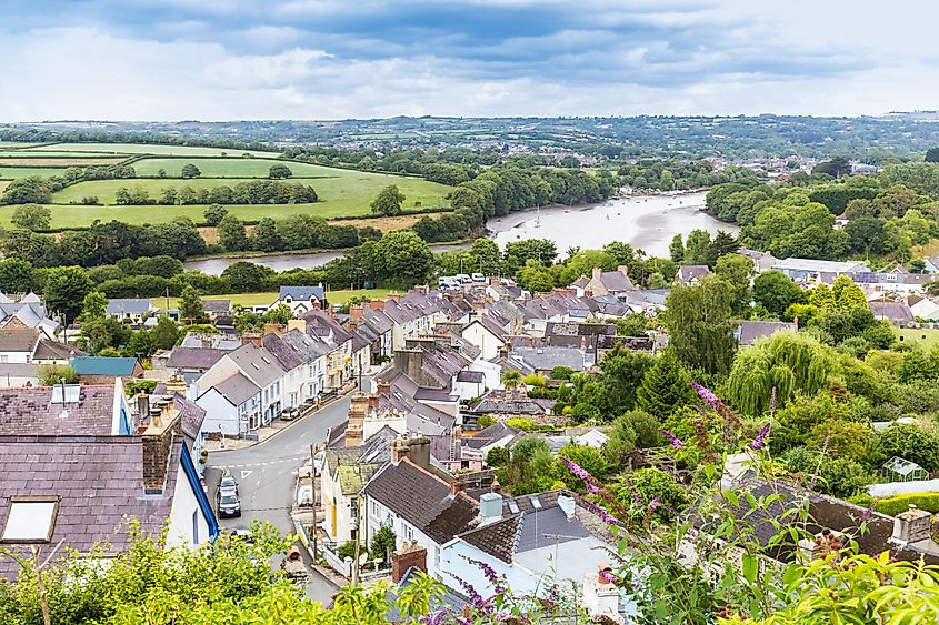 View of Cardigan and the river Teifi in Wales