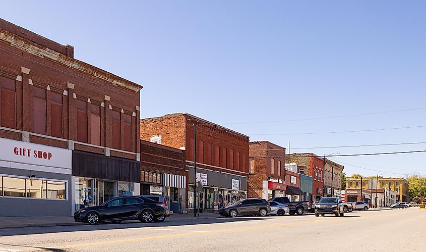 The old business district on Cherokee Avenue in Nowata, Oklahoma. Editorial credit: Roberto Galan / Shutterstock.com